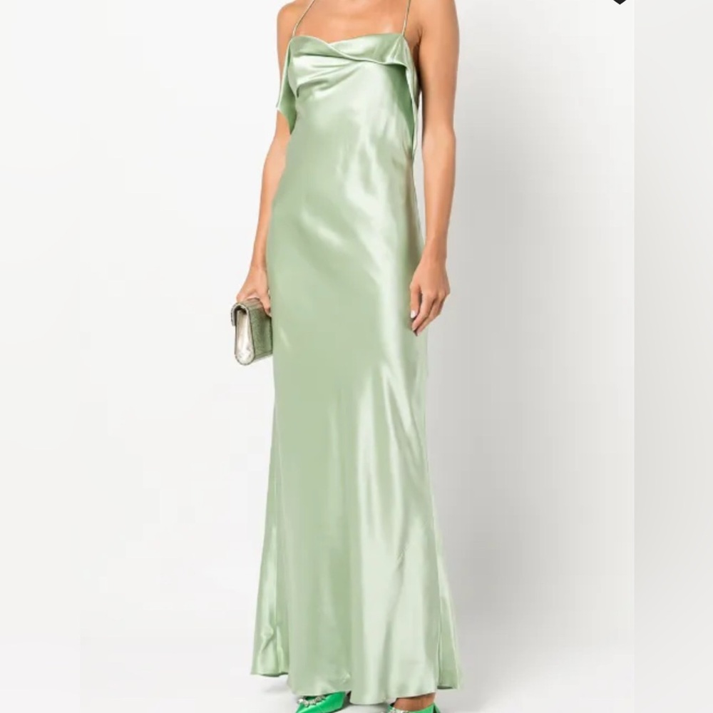 Michelle Mason Light Green Silk Dress